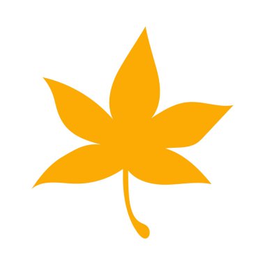 Turuncu sonbahar yaprağı, bitkisel element. İşaret, sembol, simge olarak kullanılabilir. Turuncu yaprak silueti. Sonbahar botanik taşıyıcı düz bitki elementi. Stok vektör illüstrasyonu beyaz arkaplanda izole edildi.