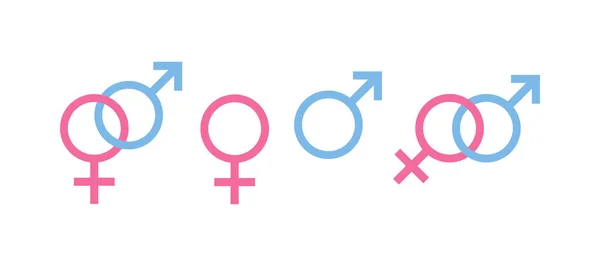 Set Colored Icons Gender Sign Symbol Pink Symbol Woman Female — Stock Vector