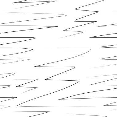 Basit, pürüzsüz bir el çizimi. Siyah çizgiler, beyaz zigzaglar. Kumaş, tekstil, kaotik doku ve basit duvar kâğıdı olarak kullanılabilir. Farklı zigzag desenleri, kaotik çizgiler