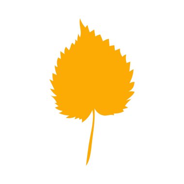 Basit bir sonbahar yaprağı, bitkisel element. Turuncu ıhlamur yaprağı. İşaret, sembol, simge olarak kullanılabilir. Sonbahar botanik düz bitki elementi, kavak. Stok vektör illüstrasyonu beyaz arkaplanda izole edildi.