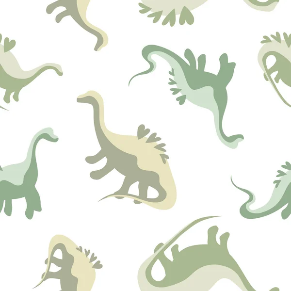 Schattig Naadloos Dinosauruspatroon Met Hartjes Hun Rug Kinderprint Met Groene — Stockvector