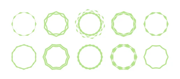 Σύνολο Από Απλά Πράσινα Γεωμετρικά Πλαίσια Σγουρά Στρογγυλά Οικολογικά Πλαίσια — Διανυσματικό Αρχείο