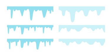 Eriyen buz kümesi ve kar damlası sınırları. Kış için el yapımı vektör elementleri, soğuk, tatlı ve mevsimsel dizayn temaları, şeker ve çözünme gibi. Noel, yeni yıl eridi damlalar çerçeve seti.
