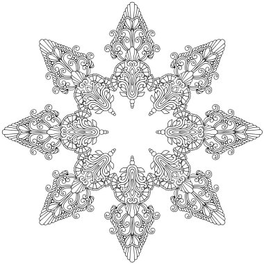 Siyah ve beyaz alışılmadık mandala, elementlerle kusursuz desen, kare, yuvarlak, çapraz ya da başka şekillerde. Dantelli el çizimi, bedava el resmi. Vektör