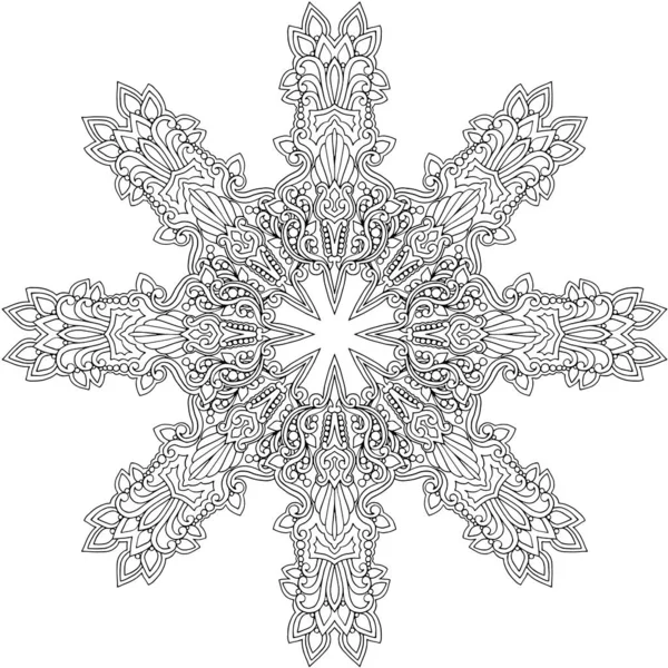 Siyah ve beyaz alışılmadık mandala, elementlerle kusursuz desen, kare, yuvarlak, çapraz ya da başka şekillerde. Dantelli el çizimi, bedava el resmi. Vektör