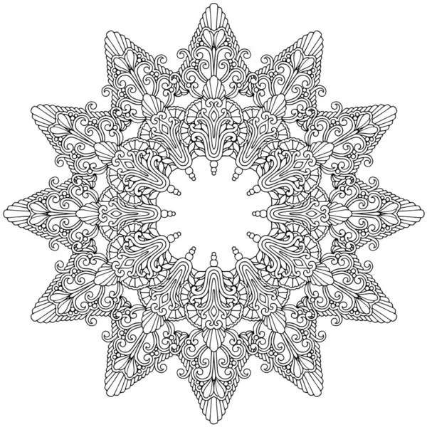 Siyah ve beyaz alışılmadık mandala, elementlerle kusursuz desen, kare, yuvarlak, çapraz ya da başka şekillerde. Dantelli el çizimi, bedava el resmi. Vektör