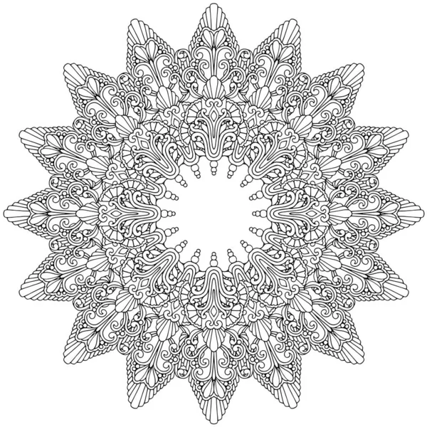 Siyah ve beyaz alışılmadık mandala, elementlerle kusursuz desen, kare, yuvarlak, çapraz ya da başka şekillerde. Dantelli el çizimi, bedava el resmi. Vektör