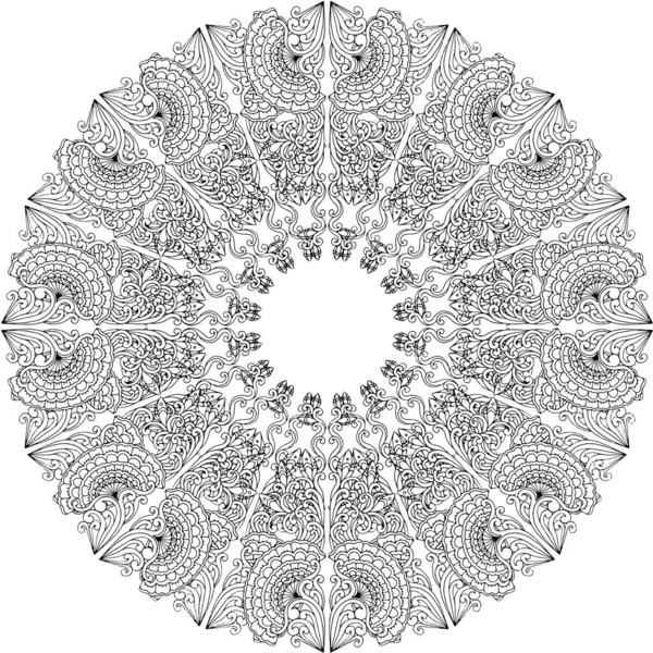 Siyah ve beyaz alışılmadık mandala, elementlerle kusursuz desen, kare, yuvarlak, çapraz ya da başka şekillerde. Dantelli el çizimi, bedava el resmi. Vektör
