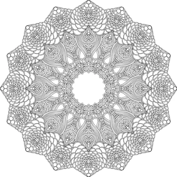 Siyah ve beyaz alışılmadık mandala, elementlerle kusursuz desen, kare, yuvarlak, çapraz ya da başka şekillerde. Dantelli el çizimi, bedava el resmi. Vektör