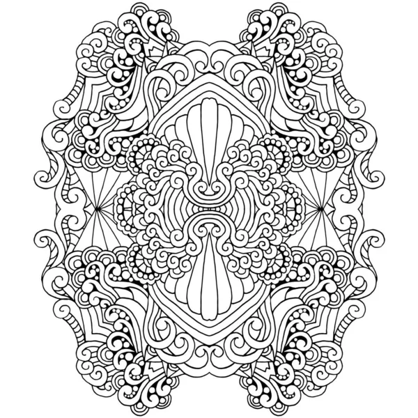 Siyah ve beyaz alışılmadık mandala, elementlerle kusursuz desen, kare, yuvarlak, çapraz ya da başka şekillerde. Dantelli el çizimi, bedava el resmi. Vektör