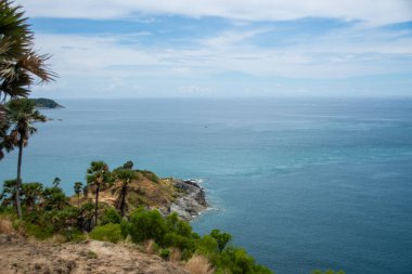 Phuket, Tayland 'daki Promthep Burnu manzarası çok güzel. yumuşak odak.