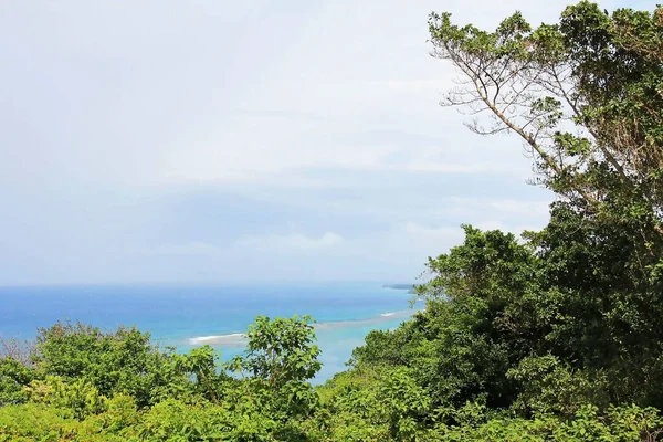 Jamaika, Mystic Mountain 'ın tepesinden Ocho Rios hava görüntüsü.
