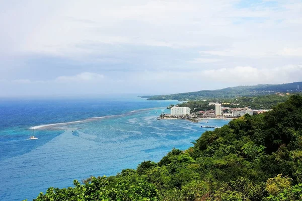 Vista Aérea Ocho Ríos Desde Cima Montaña Mística Jamaica — Foto de Stock