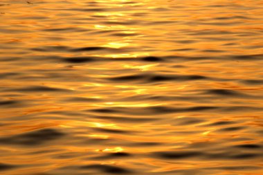 Gün batımında nehir altın içinde parlıyor.