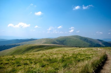 Yeşil güneşli, Karpat Dağları yaz yatay wi hills