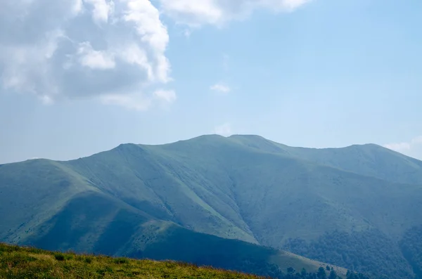 Karpaty letní krajina s zelenou slunné kopce wi — Stock fotografie