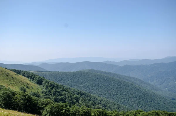 Yeşil güneşli, Karpat Dağları yaz yatay wi hills — Stok fotoğraf