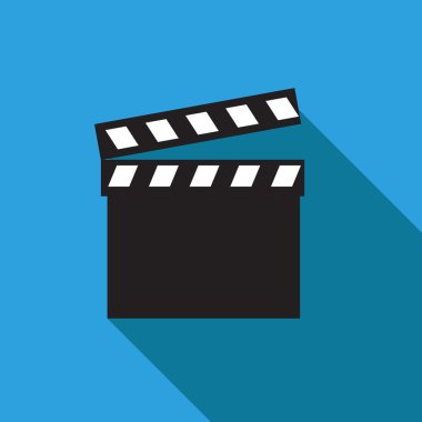 Film tokmağı. Clapper kurulu simgesi. Film karesi, vektör