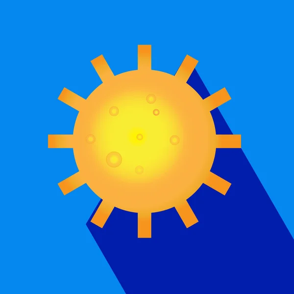Sun logo icon with long shadow. Sun, summer, nature, sky — Stock Vector