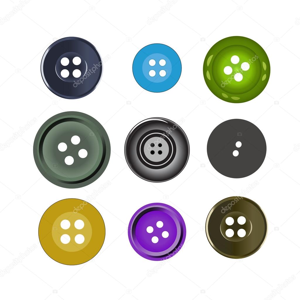 Vector illustration. Bright colors buttons on white background.