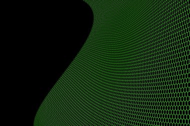 siyah zemin üzerine yeşil eğri metalik kafes. 