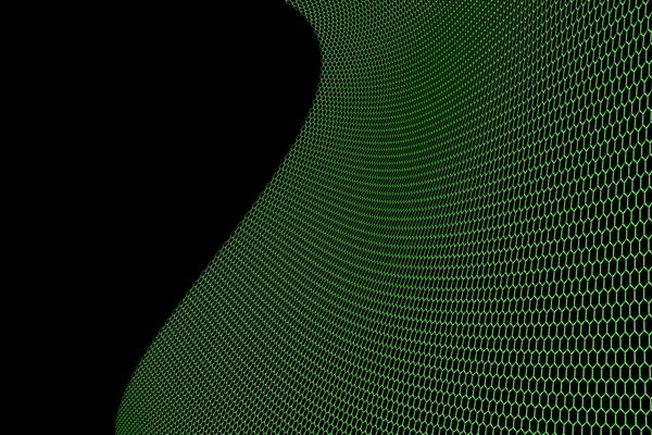 Зелена крива металева сітка на чорному фоні . — стокове фото