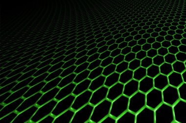 siyah zemin üzerine yeşil eğri metalik kafes. 