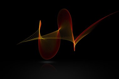 logo için siyah arka plan üzerine refleks ile kırmızı soyut ses dalgası