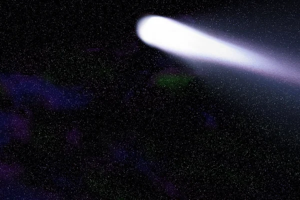 Cometa blu sullo spazio con nebulosa colorata — Foto Stock