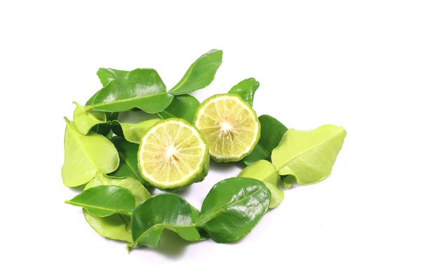 Groep van bergamot en blad op geïsoleerde achtergrond. — Stockfoto