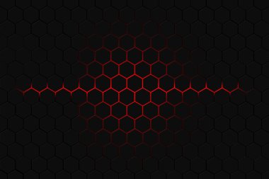 siyah altıgen ve kırmızı neon ışık