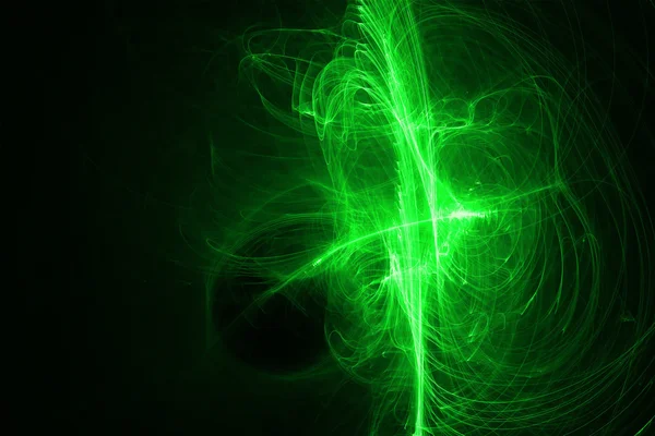 绿色发光能量波 — 图库照片