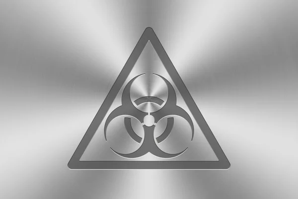 Biohazard ikonę chrome aluminium tekstury. — Zdjęcie stockowe