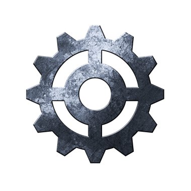 izole beyaz zemin üzerine metal dişli.