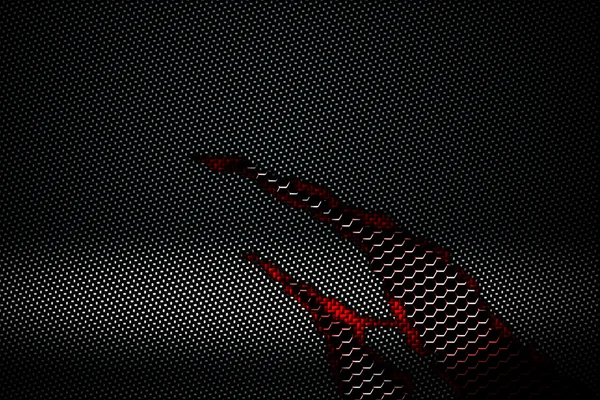 black and red carbon fiber tear on the red metallic mesh.