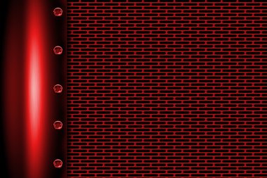 Kırmızı metal arka plan gri metalik kafes üzerinde perçin ile.