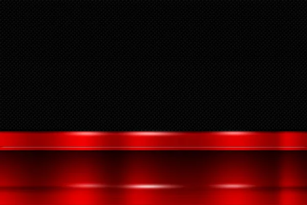 red metal banner on black carbon fiber. metal background.