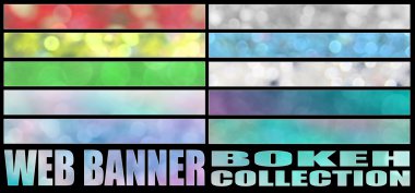 8 ayarlayın. tam web afiş bokeh koleksiyonu.