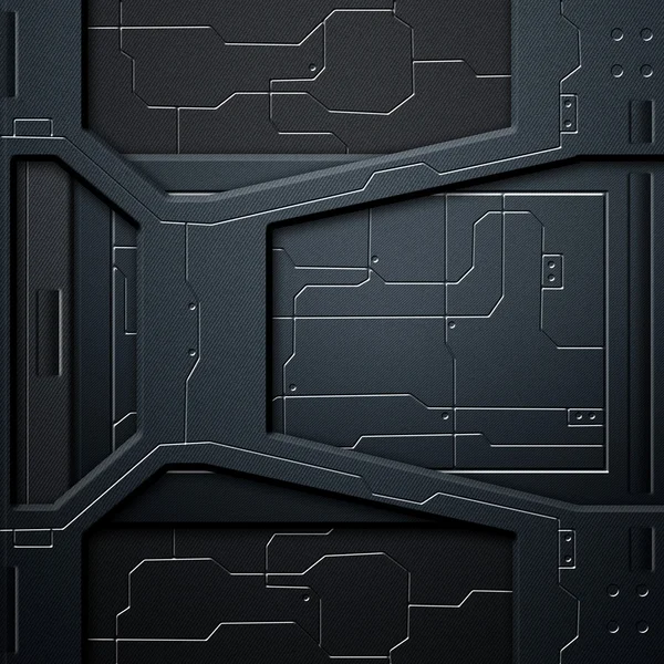 Scifi wall. carbon fiber wall and circuits. metal background — Stock Photo, Image