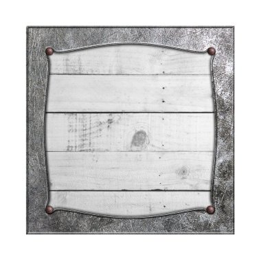 8 ayarlayın. Beyaz rustik ahşap üzerine metal çerçeve.