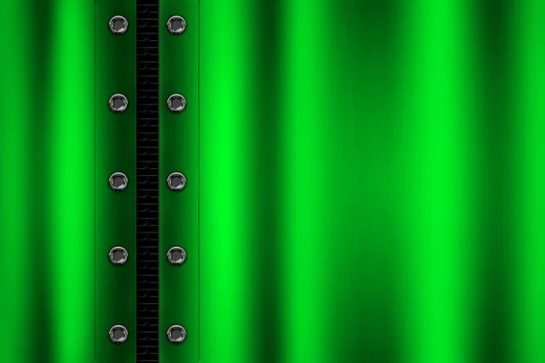 Yeşil metal arka plan gri metalik kafes üzerinde perçin ile. — Stok fotoğraf