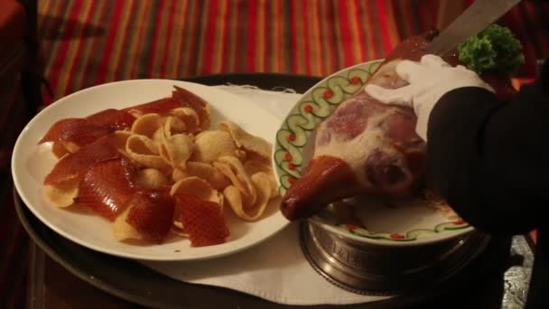 Peking Duck Cooking. Masakan Cina . — Stok Video