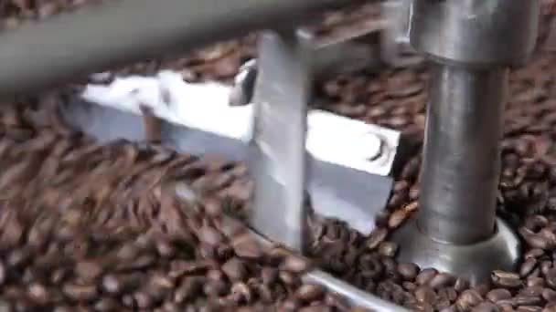 Torrador de café. Fechar tiro . — Vídeo de Stock