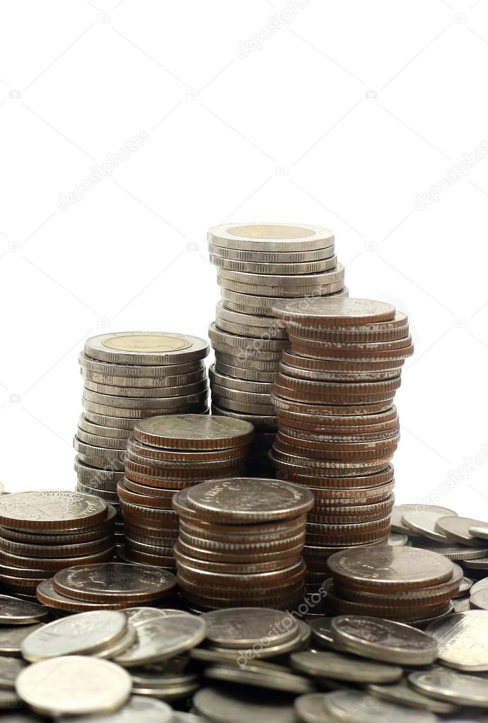 Thai coins on isolated background.