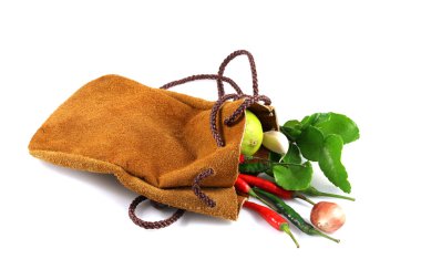 Lemon, chilli, and garlic in the Leather bag.