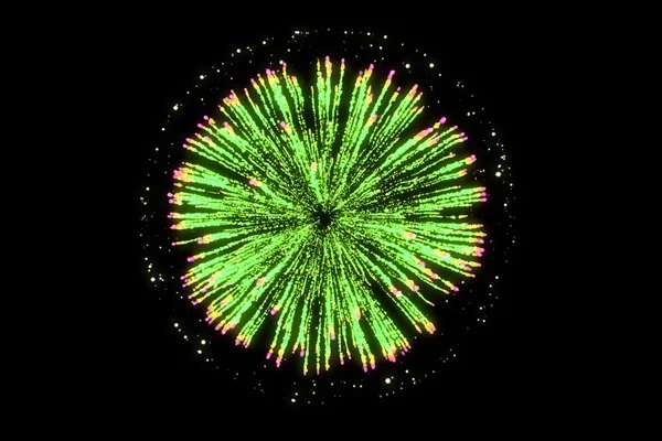 Green firework on black background for celebration party. — Stock Photo, Image