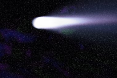renkli Bulutsusu boşlukla üzerinde mavi kuyruklu yıldız