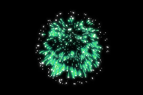 Green firework on black background — Stock Photo, Image