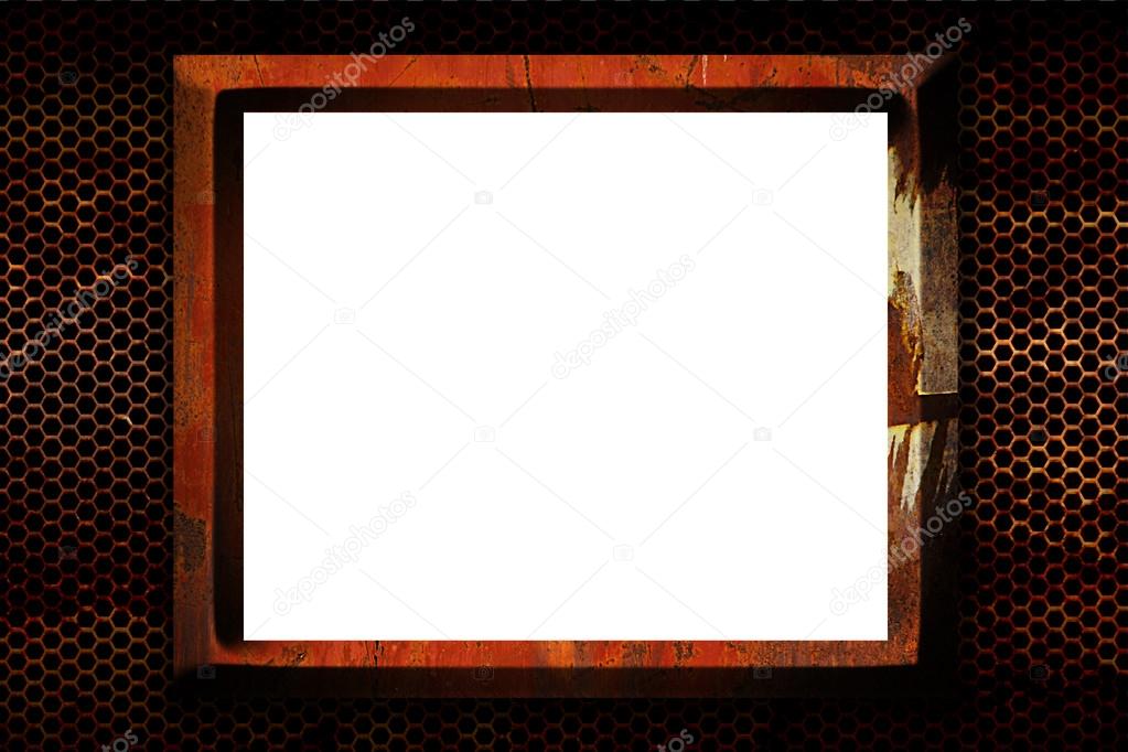 Rusty Metal Frame Plate On Mesh Stock Photo Rusty Metal Frame Plate On Mesh Stock Photo