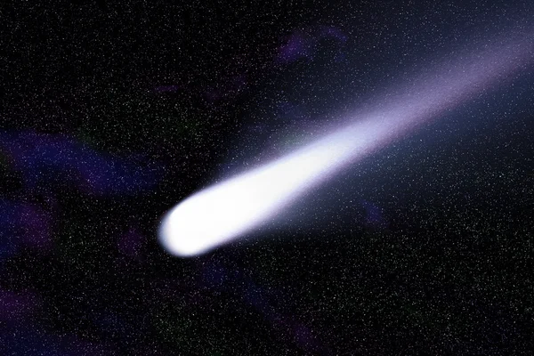 Cometa blu sullo spazio con nebulosa colorata — Foto Stock